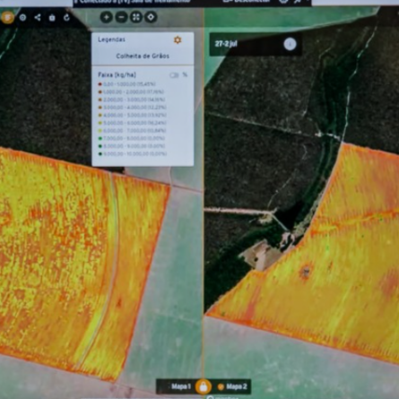 Comparación de mapas de rendimiento de la cosecha en distintas áreas de un lote agrícola