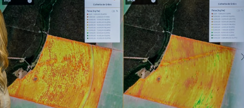 Comparación de mapas de rendimiento de la cosecha en distintas áreas de un lote agrícola